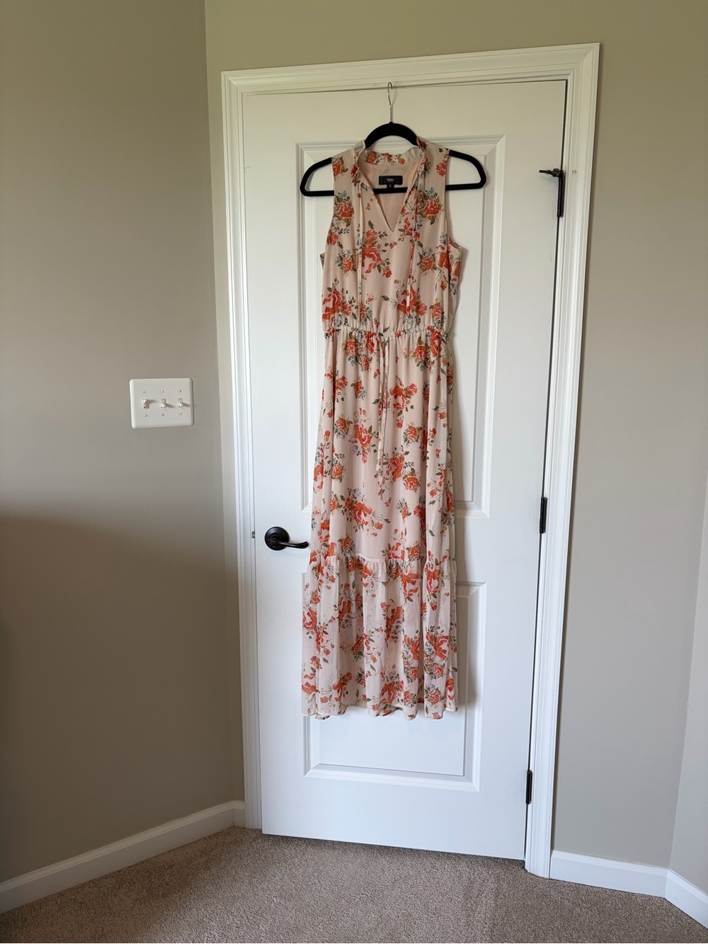 Mossimo Supply Co. Cream Maxi Dress with Coral Floral Print